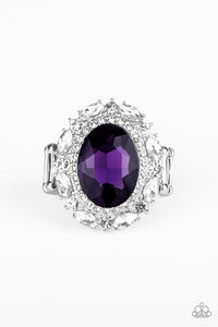 purple,rhinestones,silver,Wide Back,Show Glam Purple Gemstone Ring