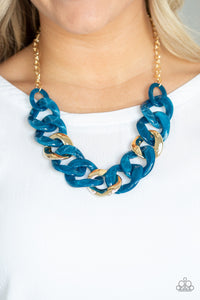 Acrylic,blue,gold,I Have a Haute Date Blue Acrylic Necklace