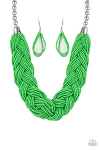 green,seed bead,short necklace,The Great Outback Green Seed Bead Necklace