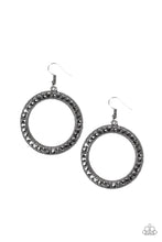 Load image into Gallery viewer, Haute Halo Black Gunmetal Earring Paparazzi Accessories