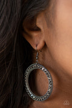 Load image into Gallery viewer, Haute Halo Black Gunmetal Earring Paparazzi Accessories