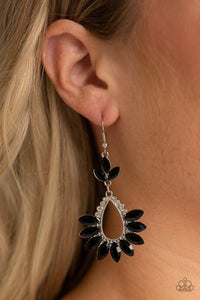 black,fishhook,rhinestones,Extra Exquisite Black Earring