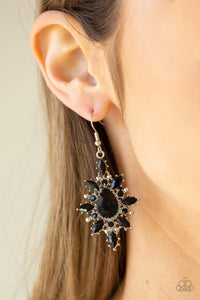 black,fishhook,rhinestones,Glamorously Colorful Black Earring