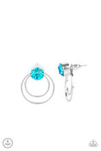 Load image into Gallery viewer, Word Gets Around Blue  Rhinestone Jacket Earrings Paparazzi Accessories