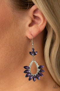 fishhook,purple,rhinestones,Extra Exquisite Purple Rhinestone Earring