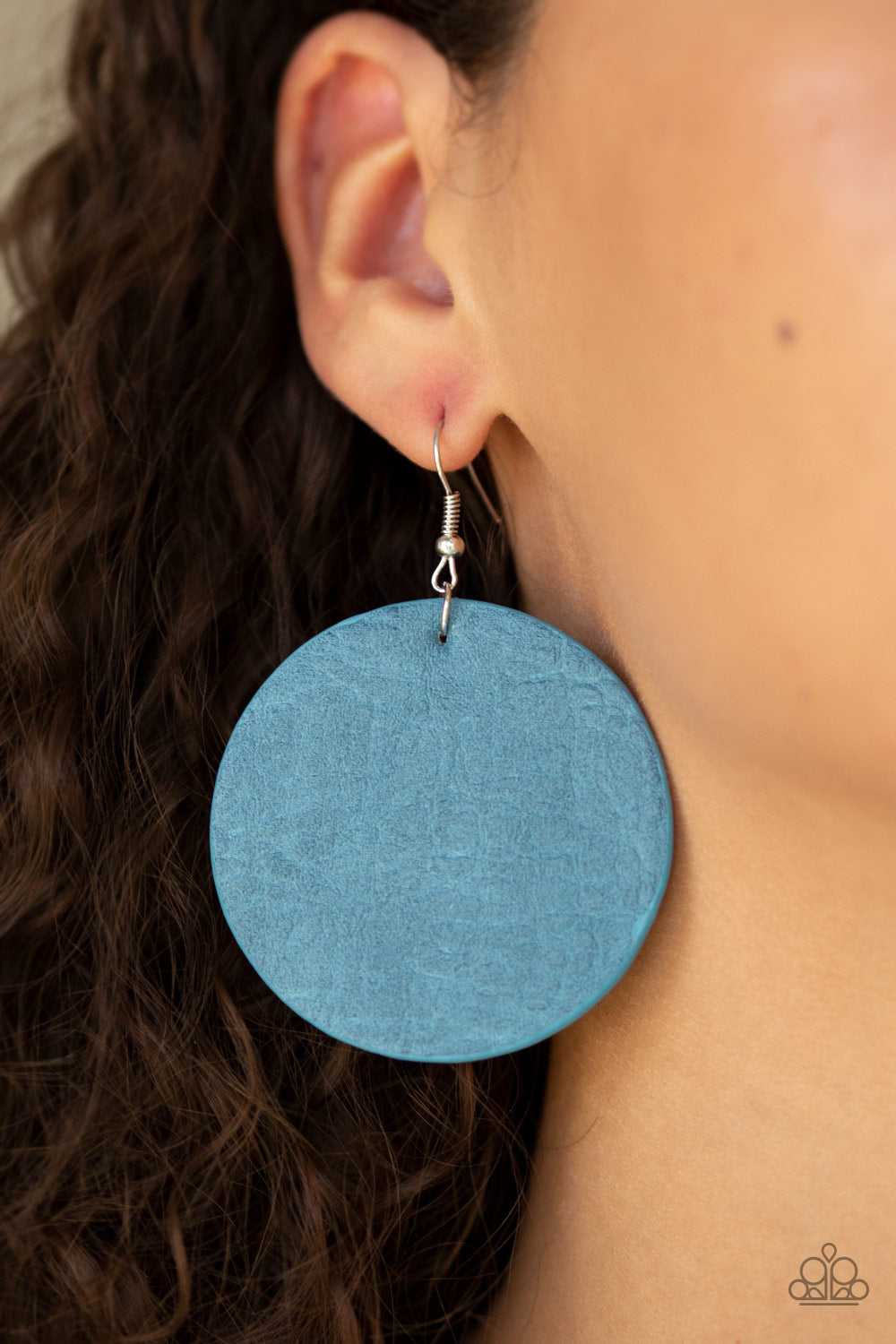 Trend Friends Blue Leather Earring Paparazzi Accessories