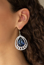 Load image into Gallery viewer, All Rise for Her Majesty Blue Rhinestone Earring Paparazzi Accessories