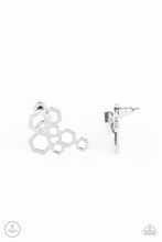 Load image into Gallery viewer, Six-Sided Shimmer Silver Jacket Earring Paparazzi Accessories