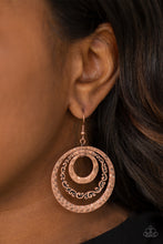 Load image into Gallery viewer, Out Of Control Shimmer Copper Earring Paparazzi Accessories