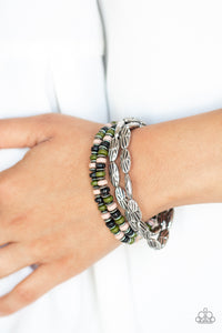 black,brown,green,silver,stretchy,Wild Wonder Multi Bracelet