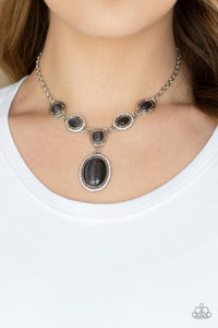 black,cat's eye,moonstone,short necklace,Metro Medallion Black Cat's Eye Necklace