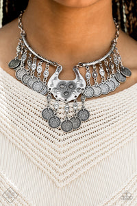 short necklace,silver,tribal,Treasure Temptress Silver Necklace