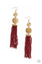 Load image into Gallery viewer, Lotus Gardens Red Fringe Earring Paparazzi Accessories