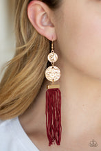 Load image into Gallery viewer, Lotus Gardens Red Fringe Earring Paparazzi Accessories