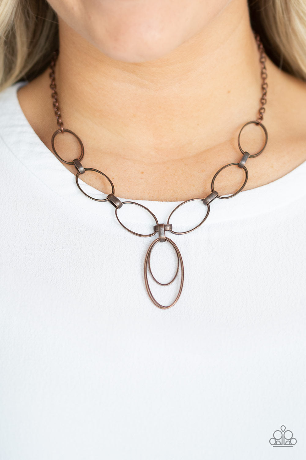 All OVAL Town Copper Necklace Paparazzi Accessories