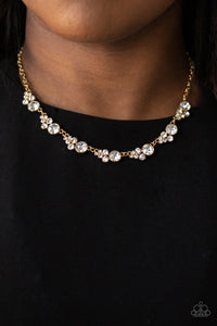 gold,rhinestones,short necklace,Social Luster - Gold Rhinestone Necklace
