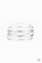 Load image into Gallery viewer, Showstopping Sheen Silver Bangle Bracelet Paparazzi Accessories