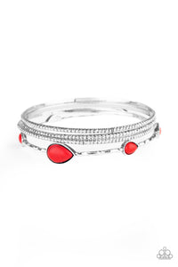 Bangles,crackle stone,red,silver,Sandstone Storm Red Bangle Bracelet