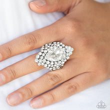 Load image into Gallery viewer, Hollywood Heiress White Rhinestone Ring Paparazzi Accessories