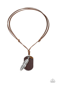 brown,Feather,leather,urban,Flying Solo Brown Leather Urban Necklace