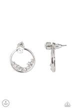 Load image into Gallery viewer, Rich Blitz - White Rhinestone Jacket Earrings Paparazzi Accessories