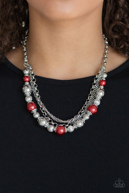 5th Avenue Romance - Red Pearl Necklace Paparazzi Accessories