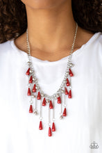 Load image into Gallery viewer, Fleur De Fringe Red Pearl Necklace Paparazzi Accessories