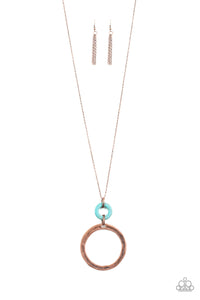 blue,copper,long necklace,Optical Illusion Copper Necklace