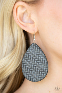 fishhook,gray,leather,silver,Teardrop Trend Silver Leather Earring