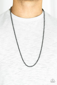 gunmetal,long necklace,Jump Street - Black Gunmetal Necklace