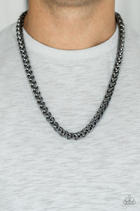 gunmetal,long necklace,Big Talker Black Necklace