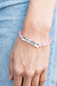 inspirational,Moonstone,pink,silver,So She Did Pink Moonstone Bracelet