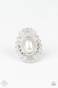 pearls,wide back,Radiantly Regal White Pearl Ring