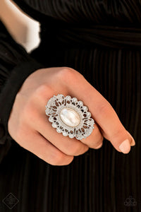pearls,wide back,Radiantly Regal White Pearl Ring