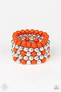 Orange,Silver,Stretchy,Pop-YOU-Lar Culture Orange Bracelet