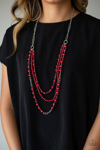 long necklace,red,New York City Chic Red Necklace