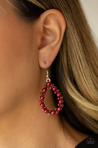 fishhook,Pearls,red,Pearl Spectacular Red Earring