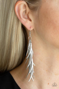 fishhook,Silver,Tasseled Talons Silver Earring