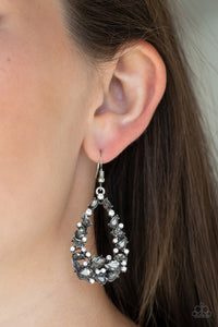fishhook,rhinestones,silver,To Bedazzle or Not To Bedazzle Silver Earring