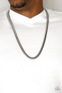 gunmetal,long necklace,Kingpin Black Necklace