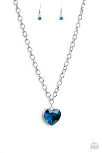 blue,heart,Hearts,short necklace,Flirtatiously Flashy Blue Gemstone Necklace