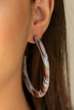 Load image into Gallery viewer, Haute Blooded Multi Acrylic Hoop Earring Paparazzi Accessories