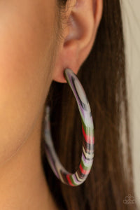 Acrylic,Hoops,Post,Red,Haute Blooded Multi Acrylic Hoop Earring