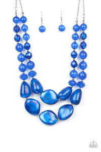 blue,short necklace,Beach Glam Blue Necklace