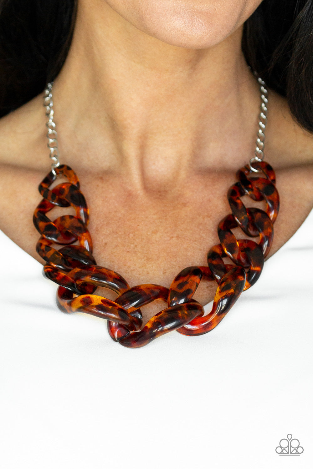 Red Haute Mama Brown Acrylic Necklace Paparazzi Accessories