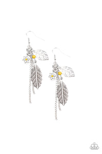Feather,silver,yellow,Western Whimsicality Yellow Earring
