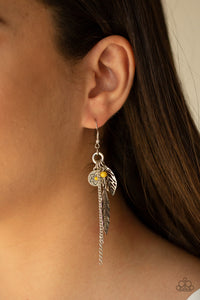 Feather,silver,yellow,Western Whimsicality Yellow Earring