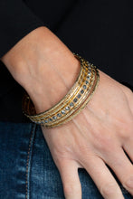Load image into Gallery viewer, Glitzy Grunge Gold Bangle Bracelet Paparazzi Accessories