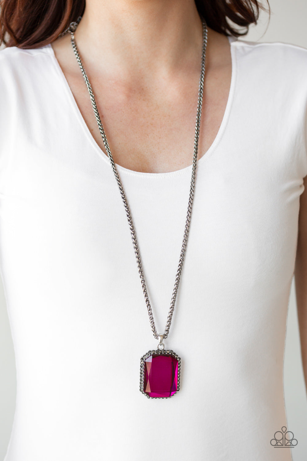 Let Your Heir Down Pink Gunmetal Necklace Paparazzi Accessories