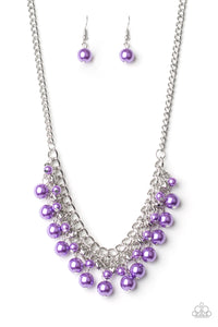 Hearts,Pearls,Purple,Short Necklace,Silver,Duchess Dior Purple Pearl Necklace